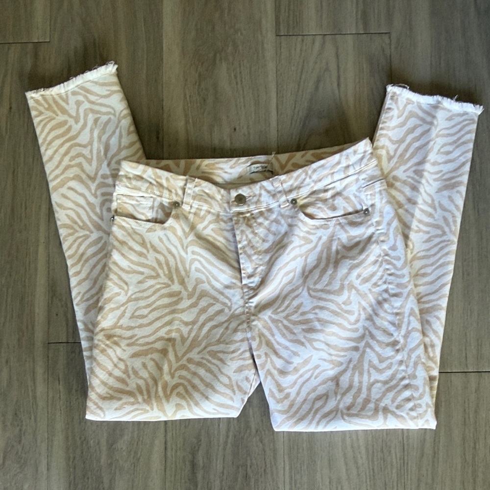 Tyler Boe Cream Zebra Print Straight Leg Jeans